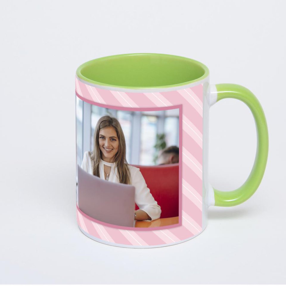 Салатовая кружка с фотопечатью