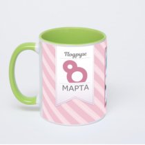 Салатовая кружка с фотопечатью