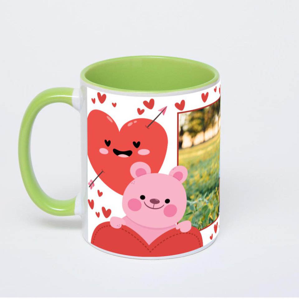 Салатовая кружка с фотопечатью