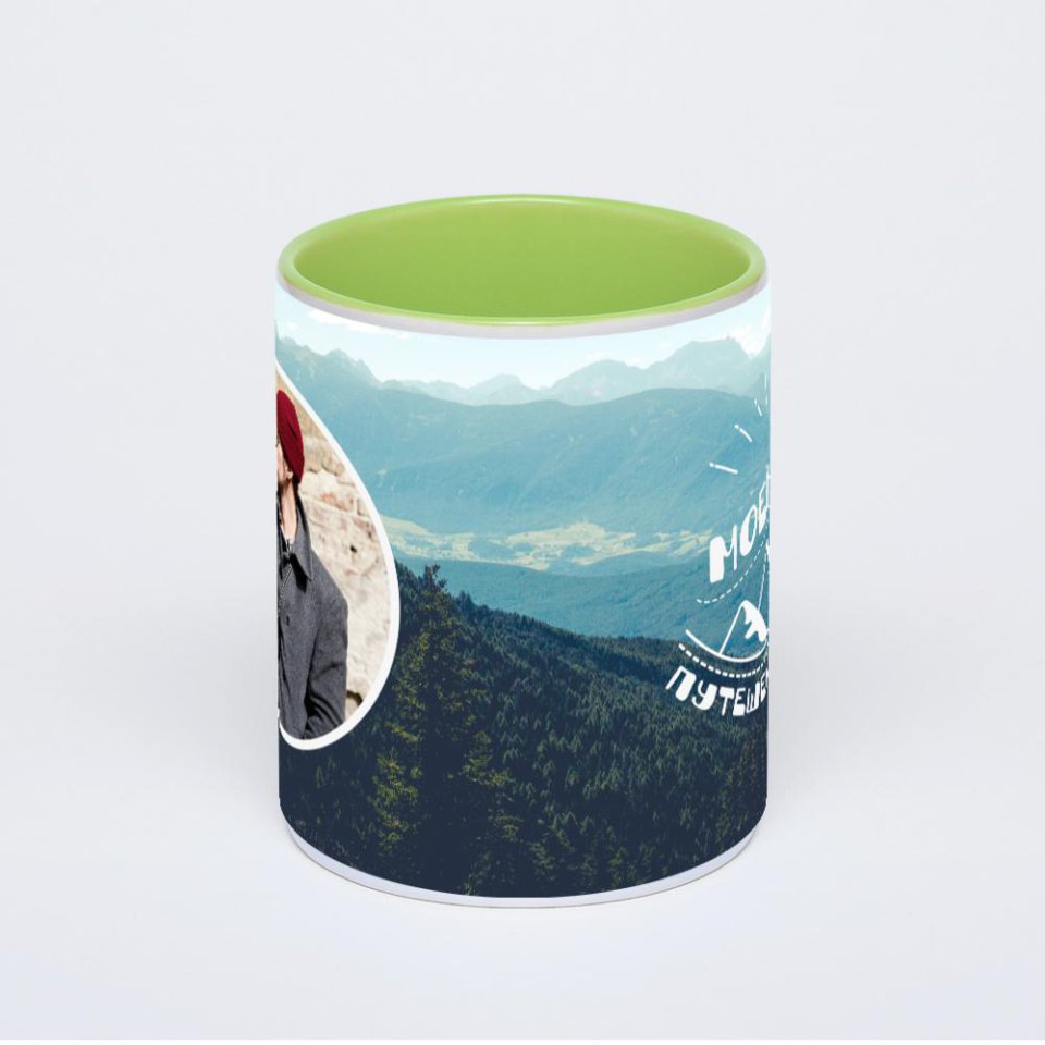Салатовая кружка с фотопечатью