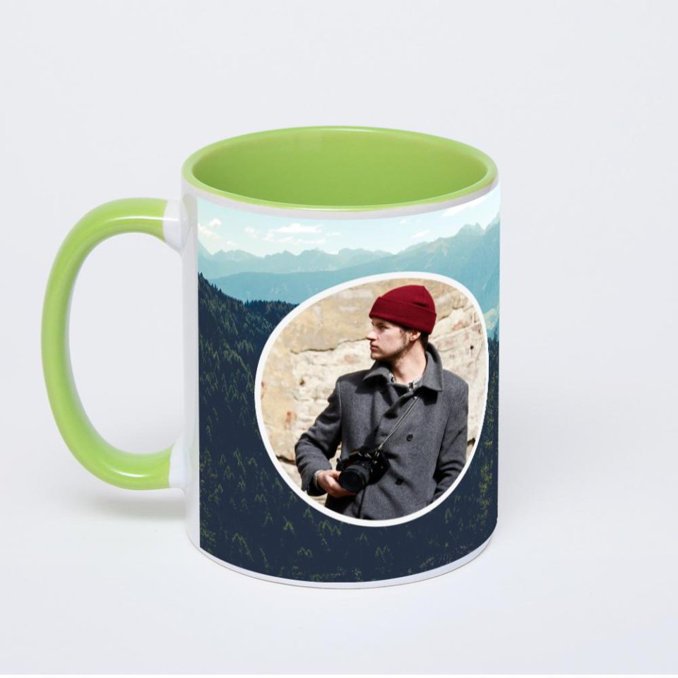 Салатовая кружка с фотопечатью