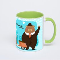 Салатовая кружка с фотопечатью