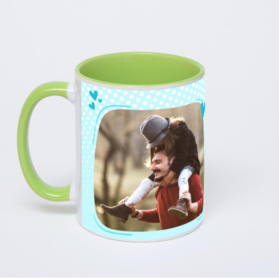 Салатовая кружка с фотопечатью