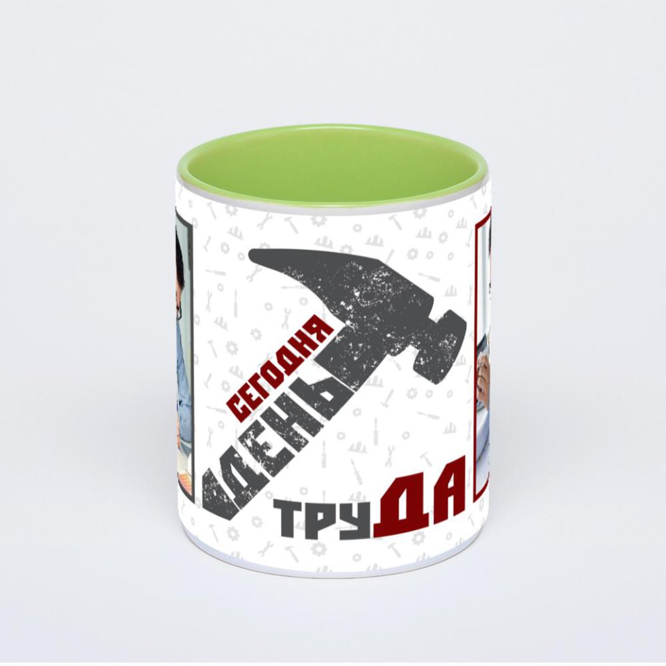 Салатовая кружка с фотопечатью