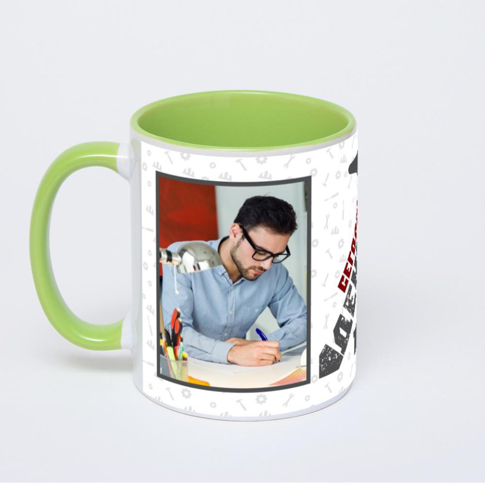 Салатовая кружка с фотопечатью