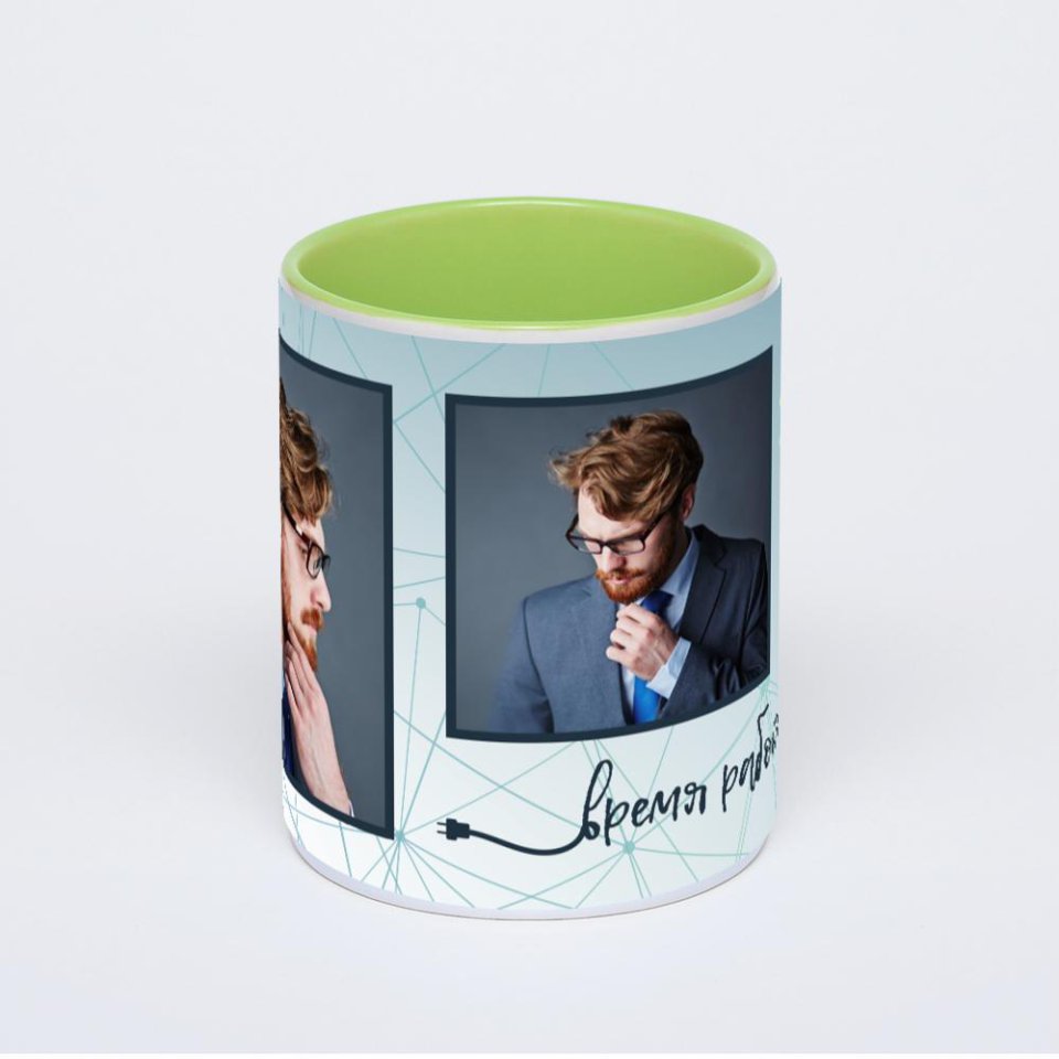 Салатовая кружка с фотопечатью
