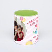 Салатовая кружка с фотопечатью
