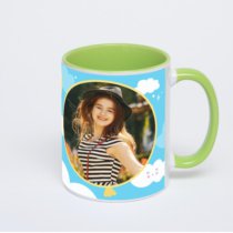 Салатовая кружка с фотопечатью