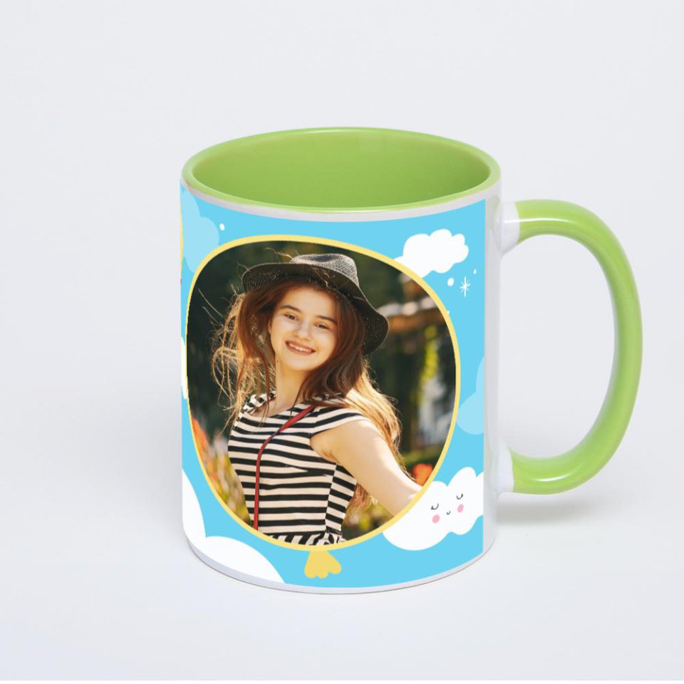 Салатовая кружка с фотопечатью