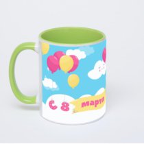 Салатовая кружка с фотопечатью