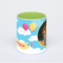 Салатовая кружка с фотопечатью