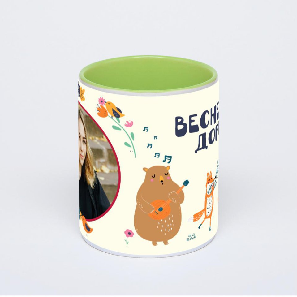 Салатовая кружка с фотопечатью