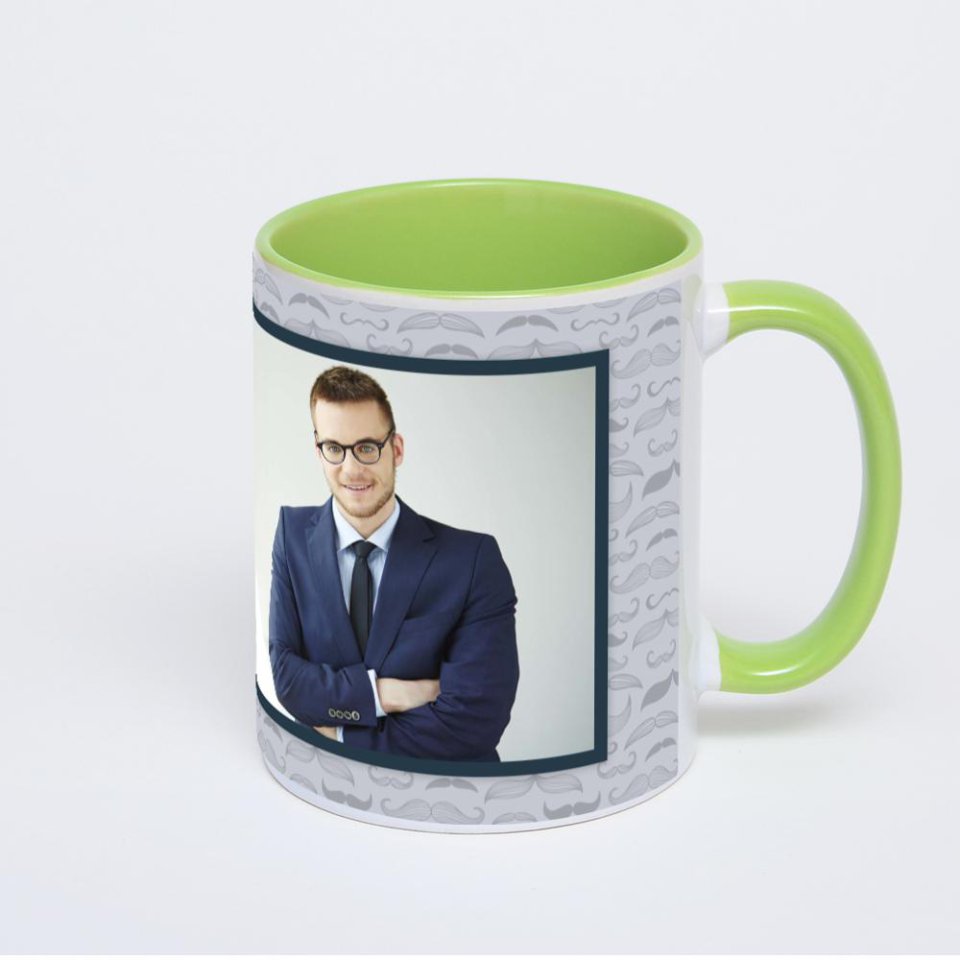 Салатовая кружка с фотопечатью