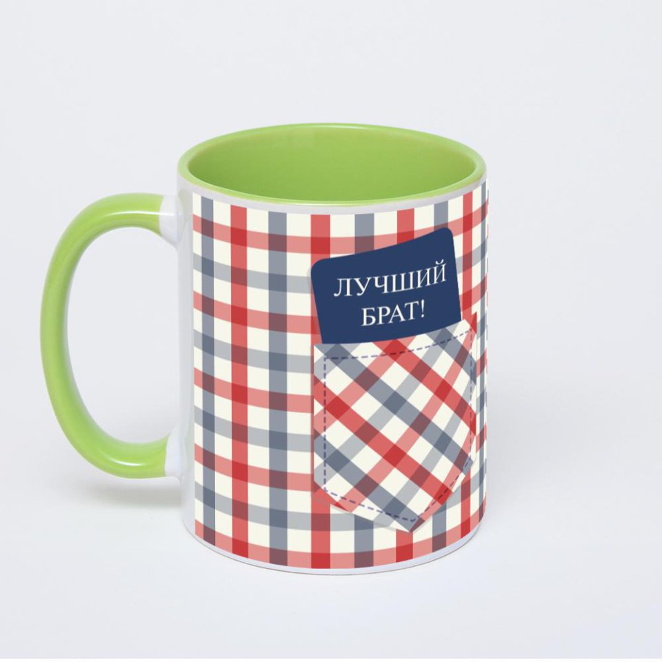 Салатовая кружка с фотопечатью