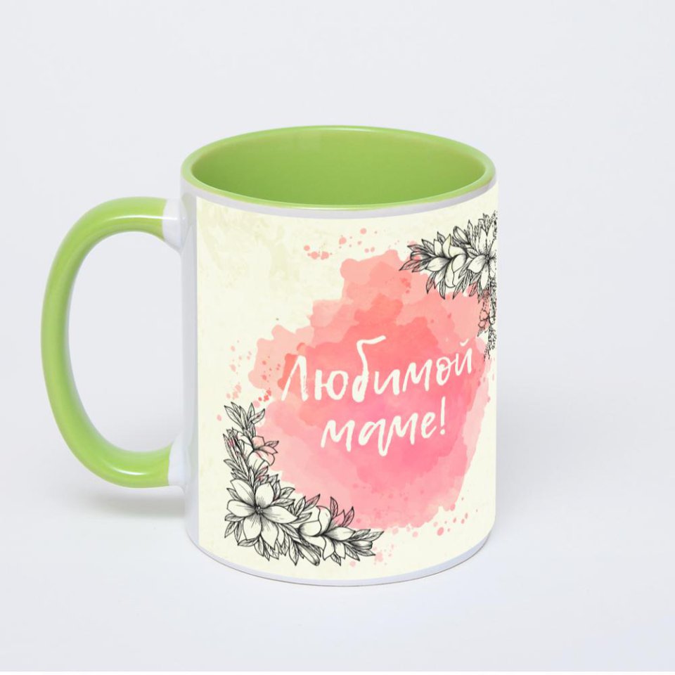 Салатовая кружка с фотопечатью