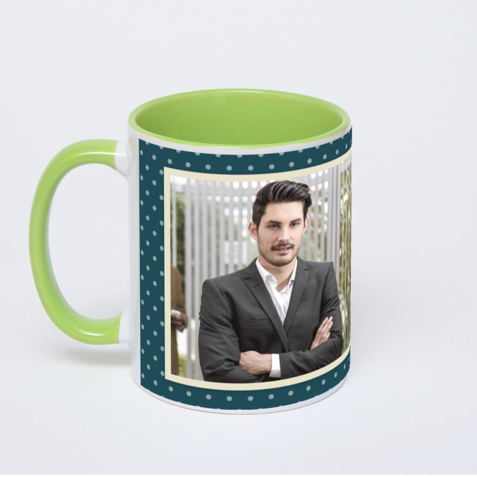 Салатовая кружка с фотопечатью