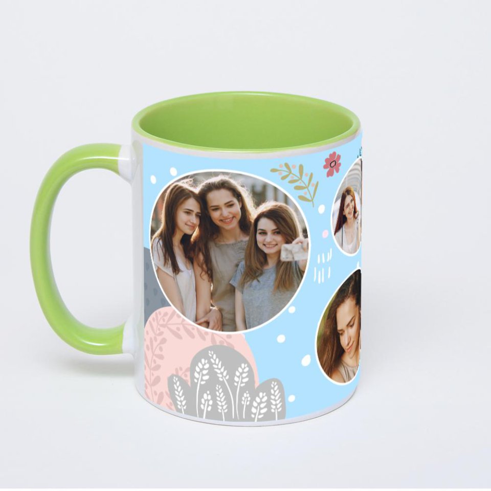 Салатовая кружка с фотопечатью