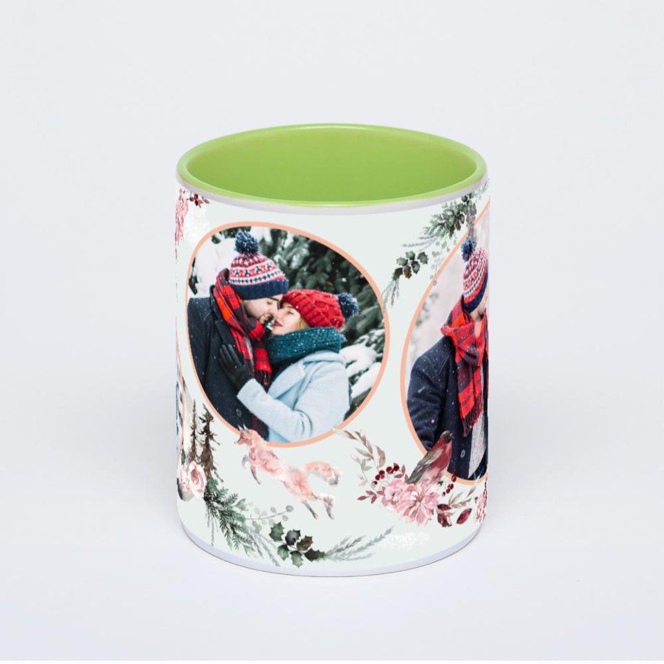 Салатовая кружка с фотопечатью