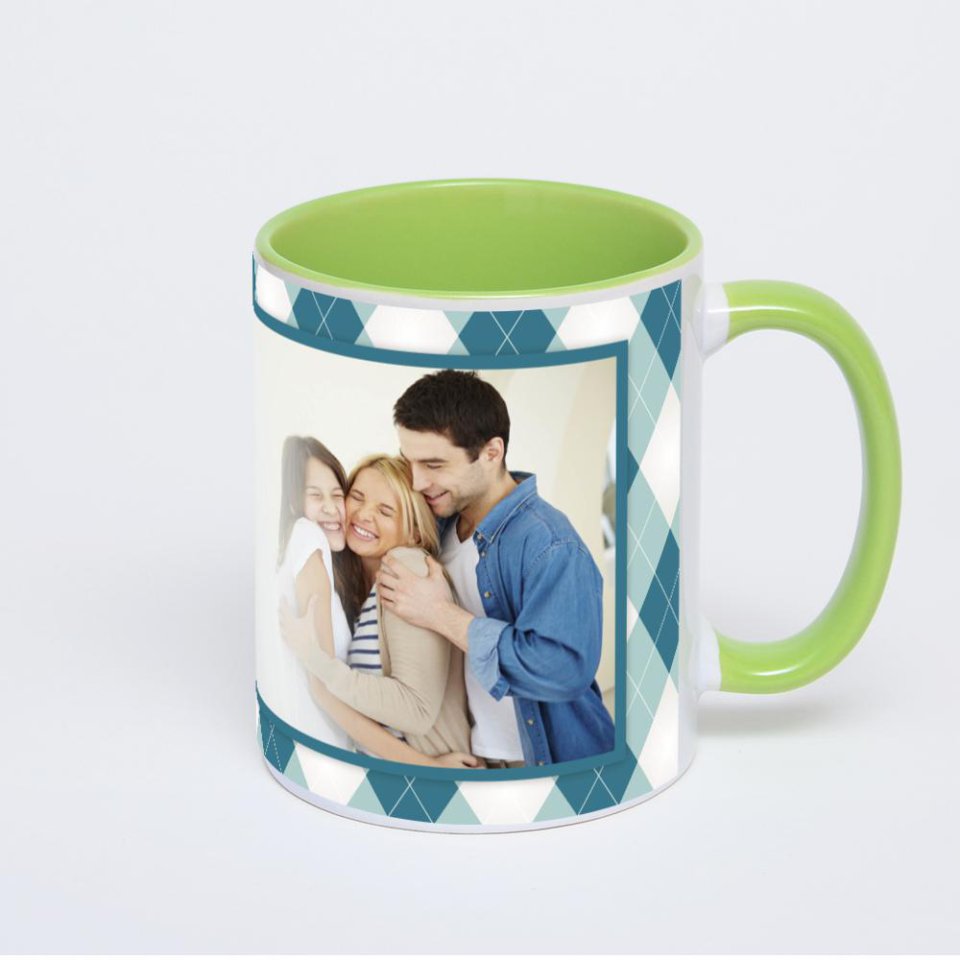 Салатовая кружка с фотопечатью