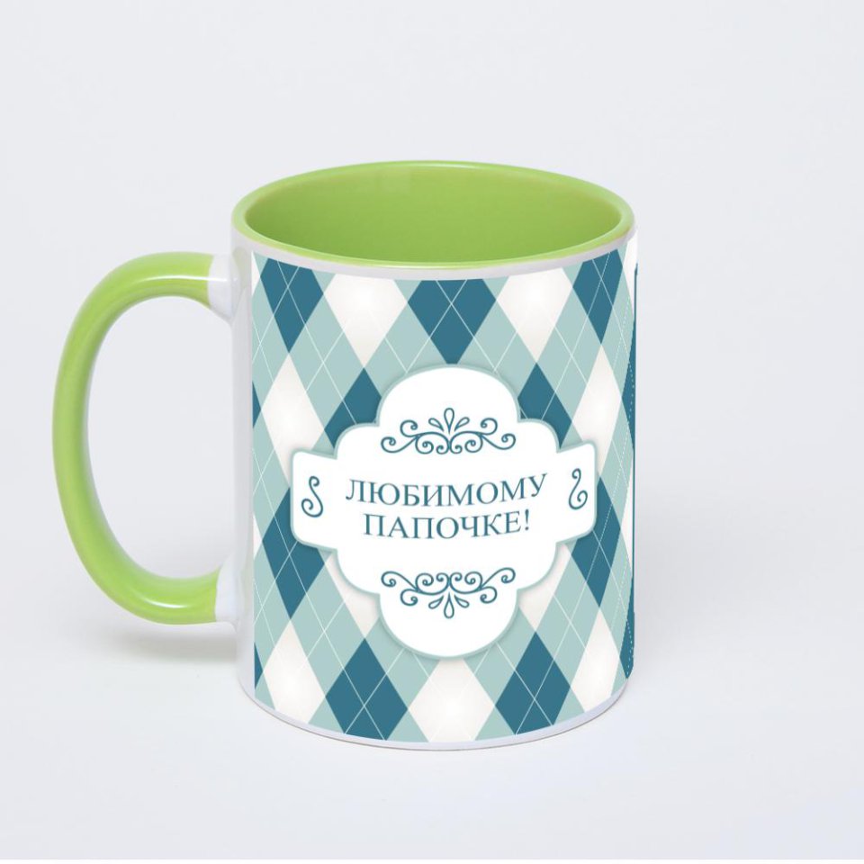Салатовая кружка с фотопечатью