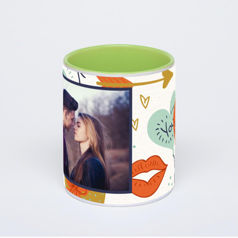 Салатовая кружка с фотопечатью