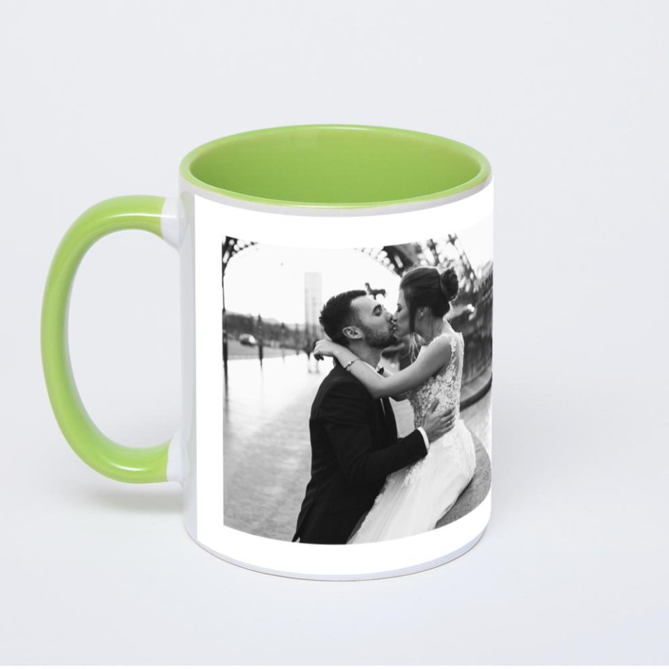 Салатовая кружка с фотопечатью