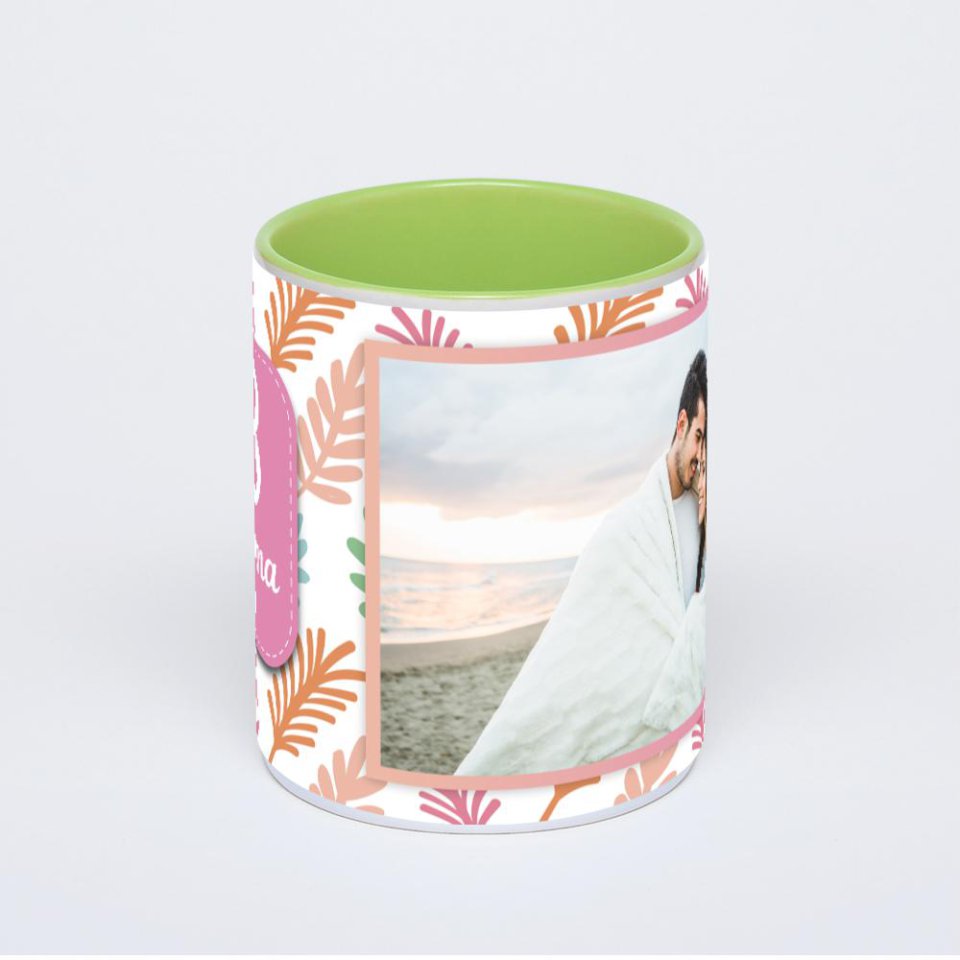 Салатовая кружка с фотопечатью