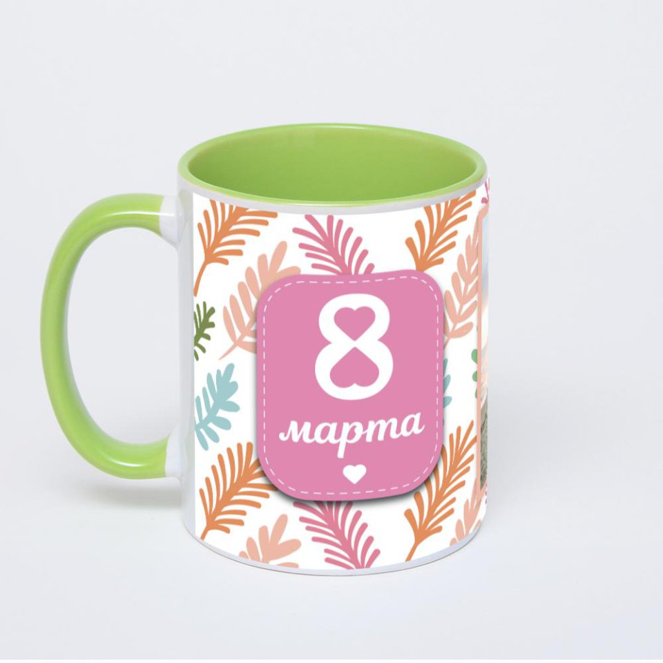 Салатовая кружка с фотопечатью