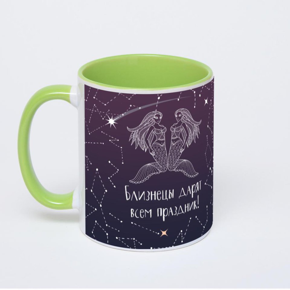 Салатовая кружка с фотопечатью