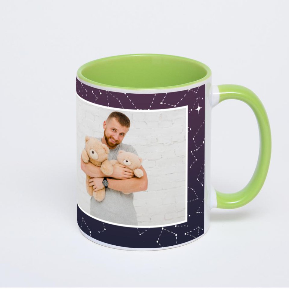 Салатовая кружка с фотопечатью