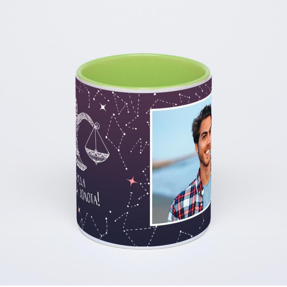 Салатовая кружка с фотопечатью
