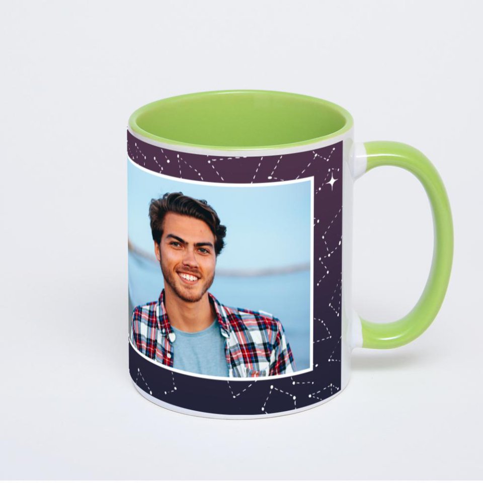 Салатовая кружка с фотопечатью