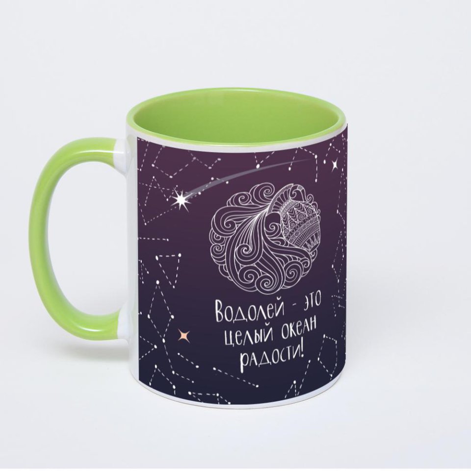 Салатовая кружка с фотопечатью