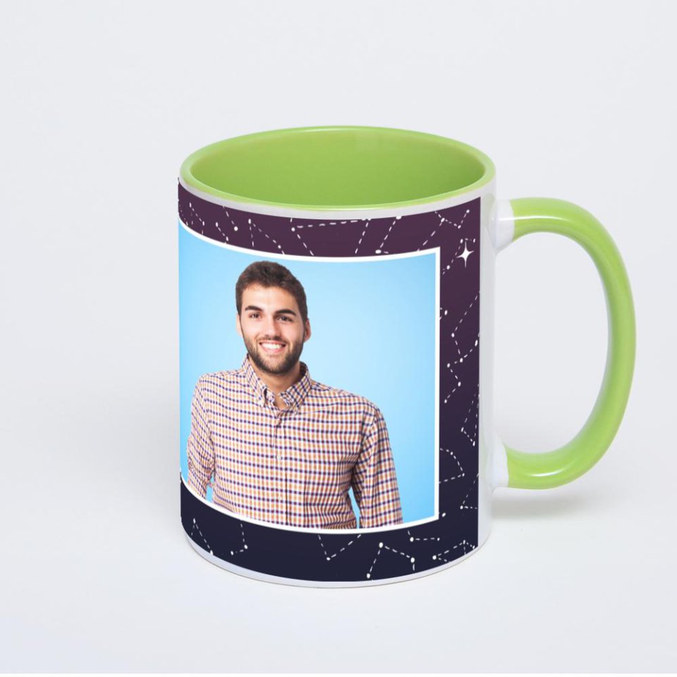 Салатовая кружка с фотопечатью