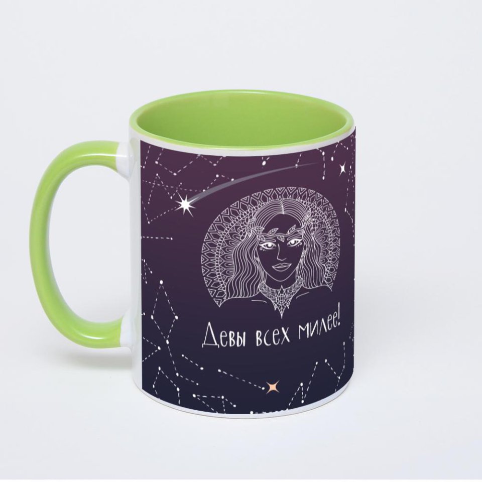 Салатовая кружка с фотопечатью