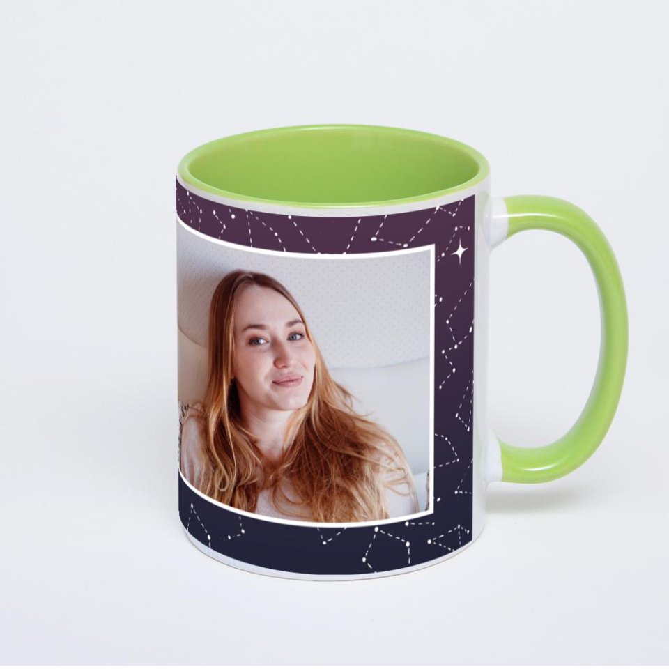 Салатовая кружка с фотопечатью
