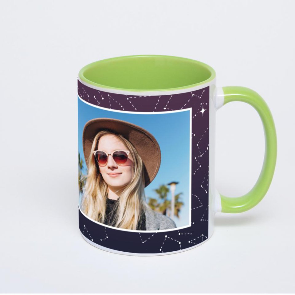 Салатовая кружка с фотопечатью