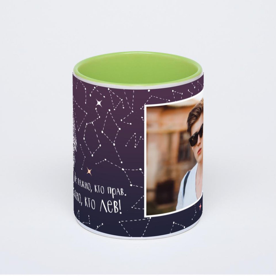 Салатовая кружка с фотопечатью