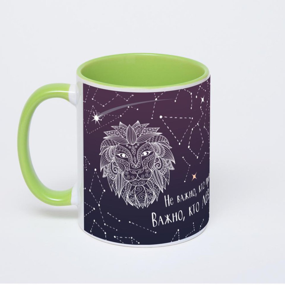 Салатовая кружка с фотопечатью