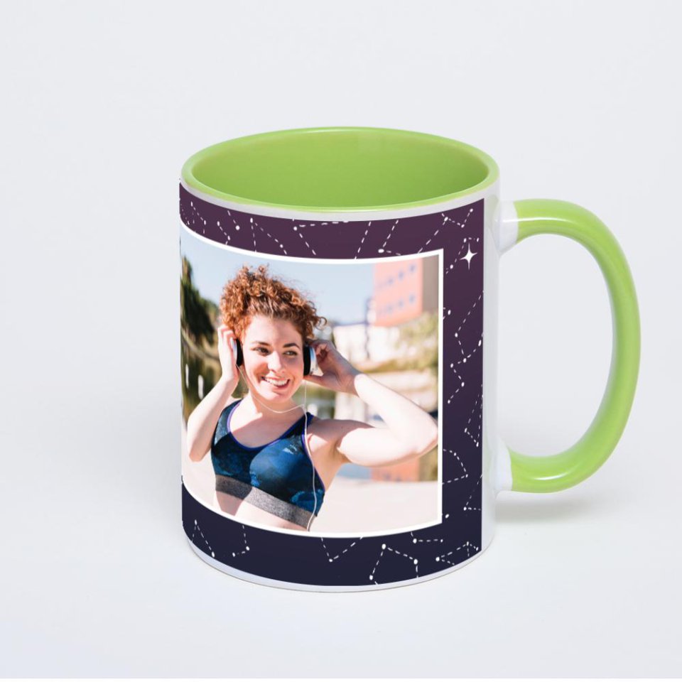 Салатовая кружка с фотопечатью