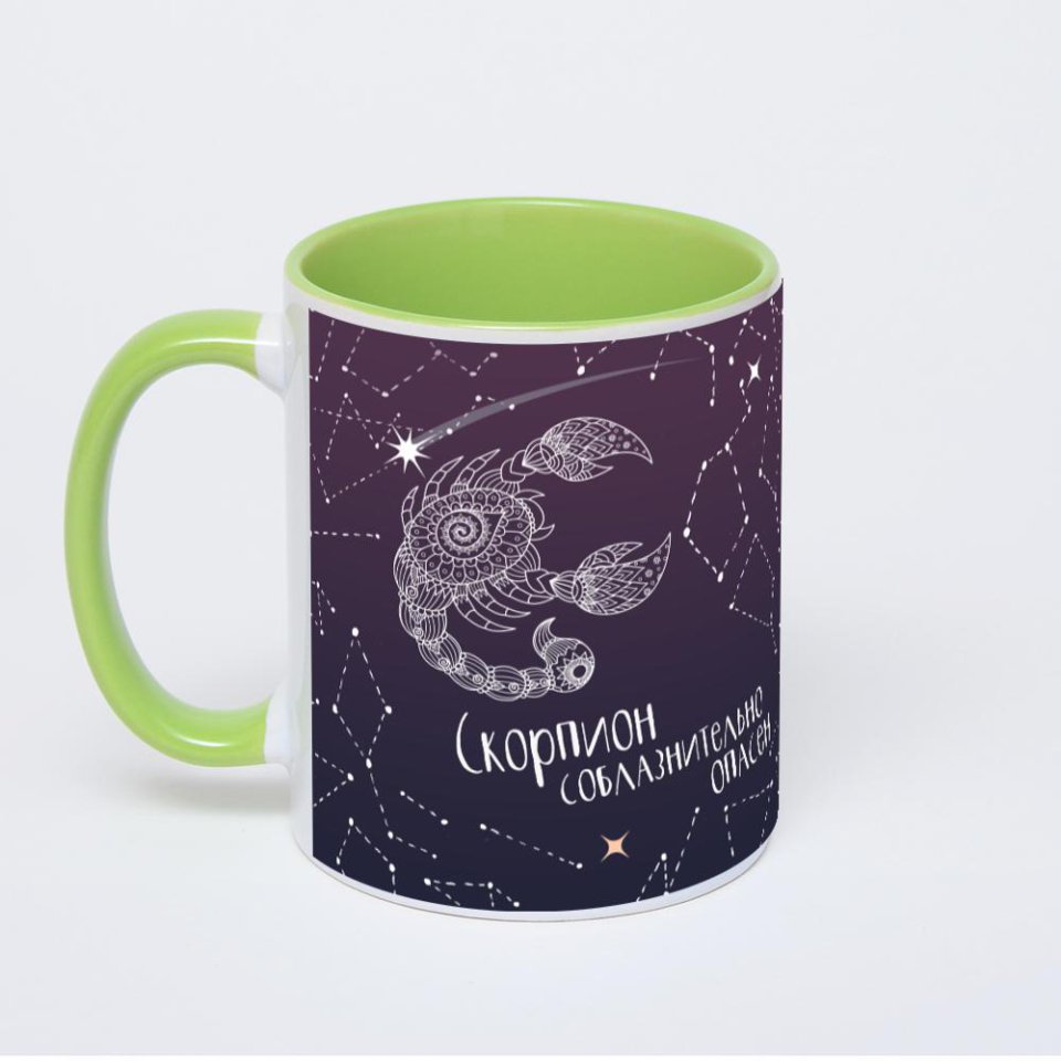 Салатовая кружка с фотопечатью