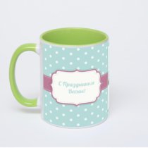 Салатовая кружка с фотопечатью