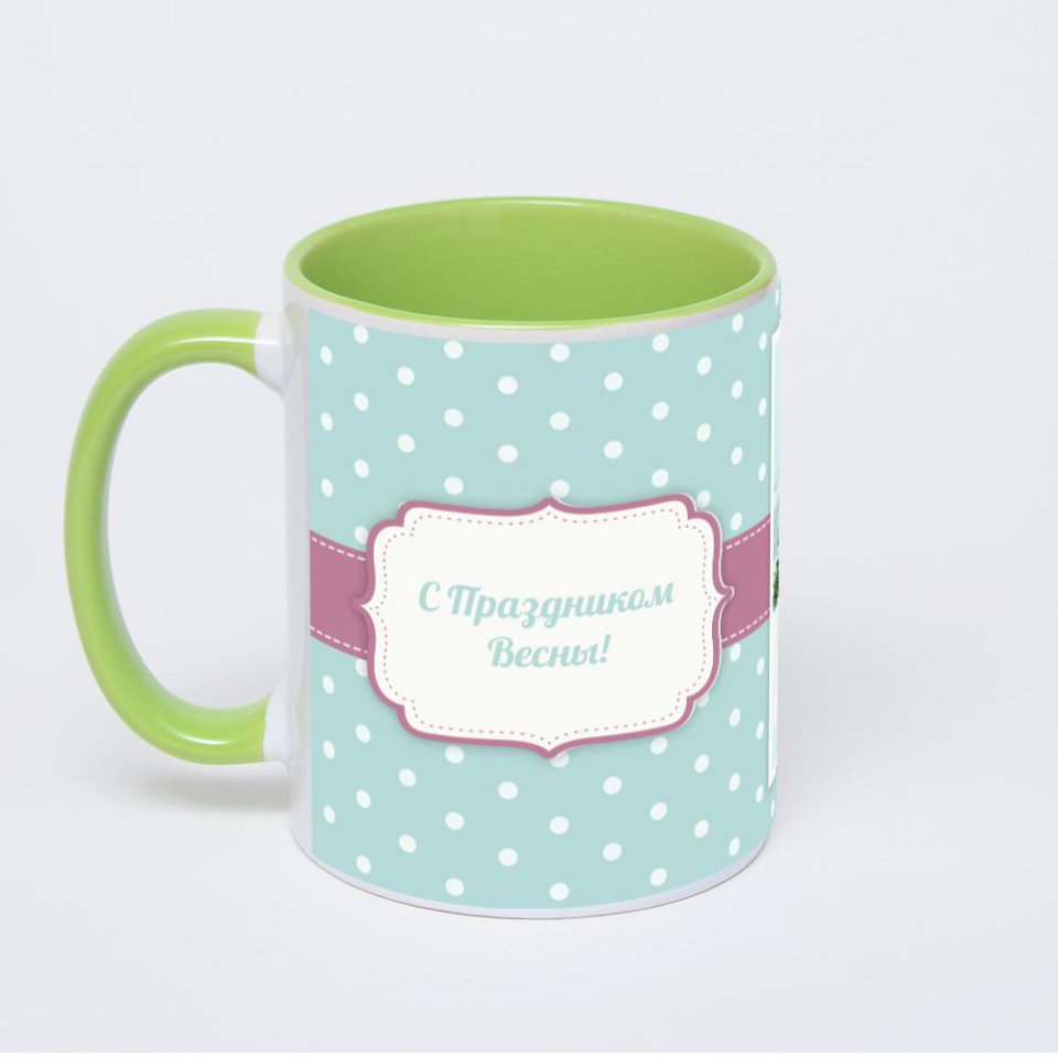 Салатовая кружка с фотопечатью