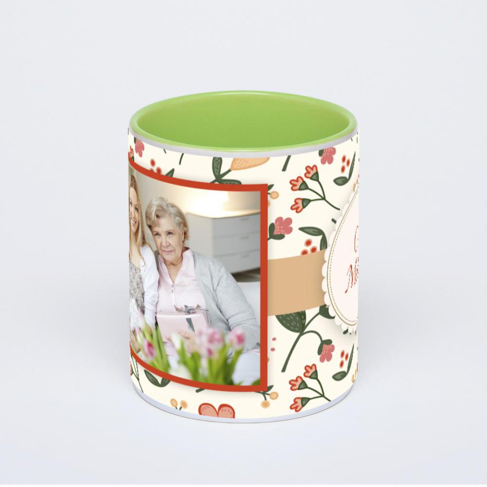 Салатовая кружка с фотопечатью