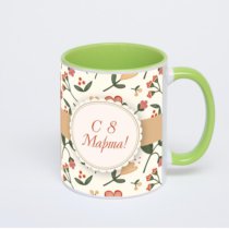 Салатовая кружка с фотопечатью