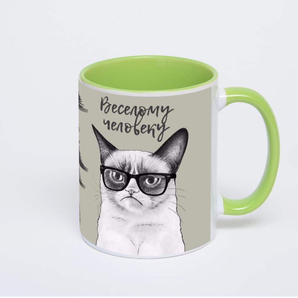 Салатовая кружка с фотопечатью