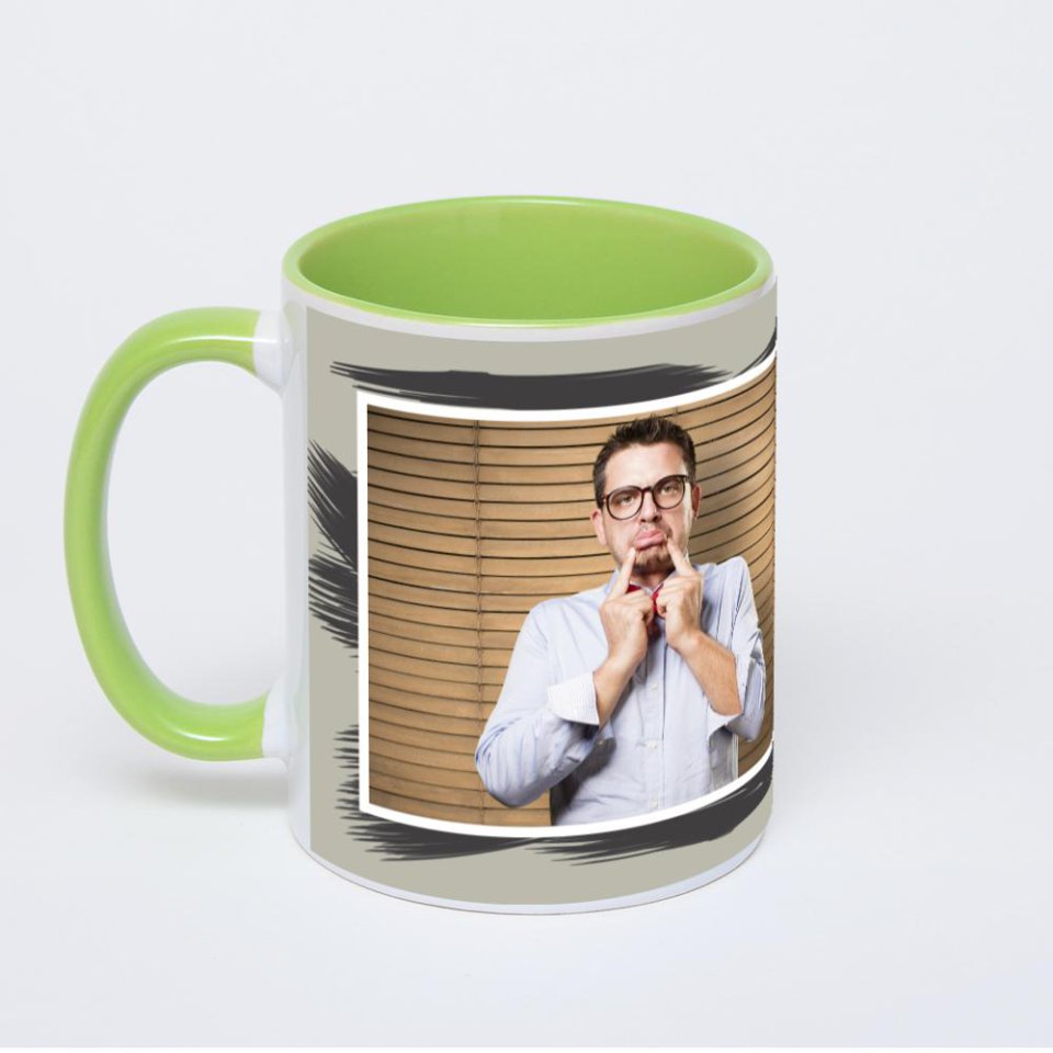 Салатовая кружка с фотопечатью