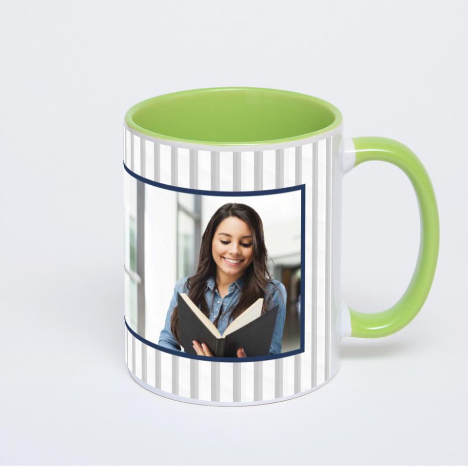 Салатовая кружка с фотопечатью