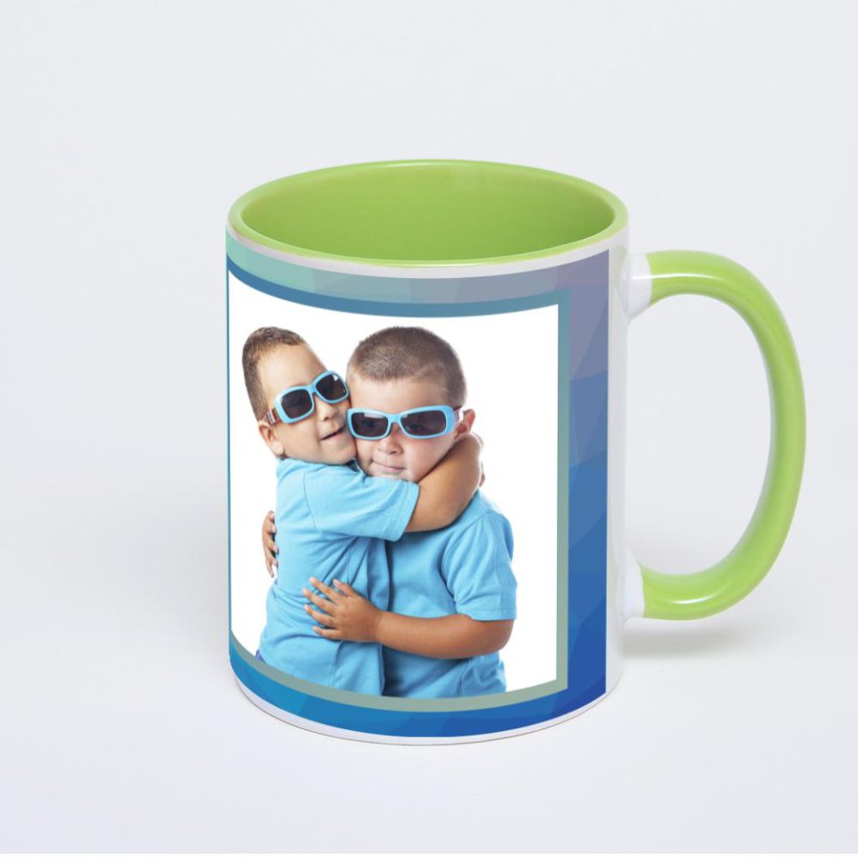 Салатовая кружка с фотопечатью