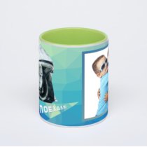 Салатовая кружка с фотопечатью